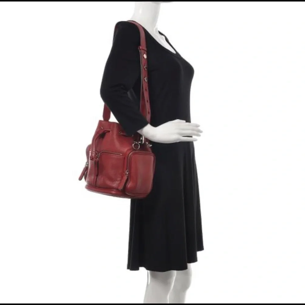 Fendi Bucket Mon Tresor Selleria Red Leather Bag